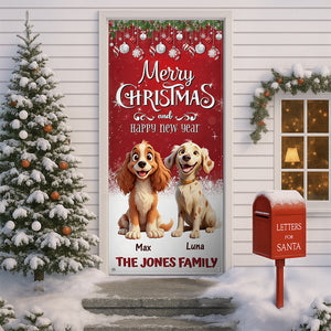 Custom 3D Cute Dog Merry Christmas and Happy New Years Door Cover LM32 897135