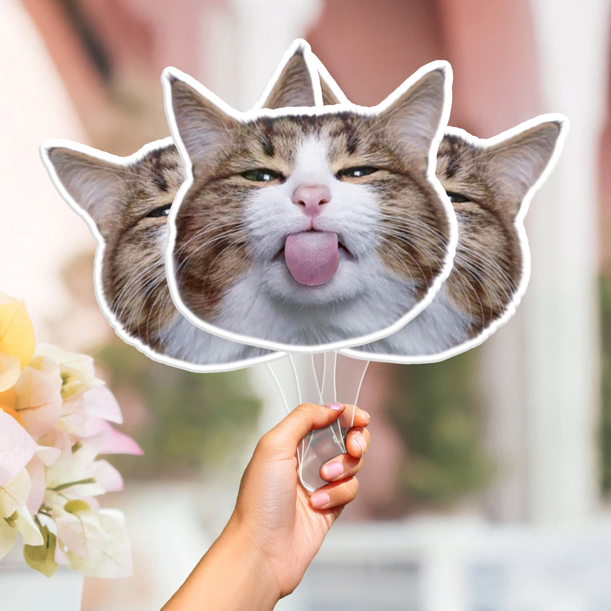 Custom Photo Funny Cat - Big Head Photo Face Fan HA75 892020