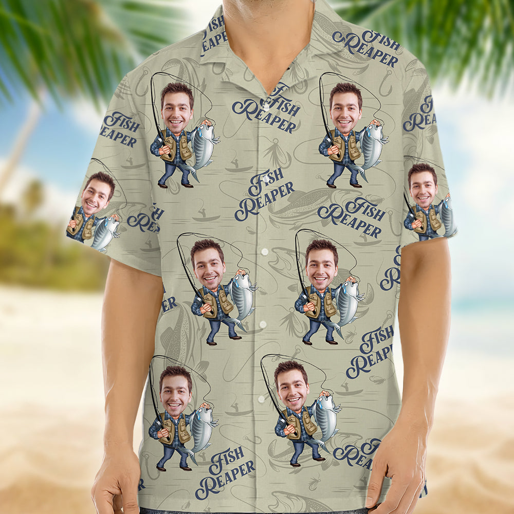 Custom Photo Fish Reaper Hawaiian Shirt Gift For Fishing Lovers HO82 894124