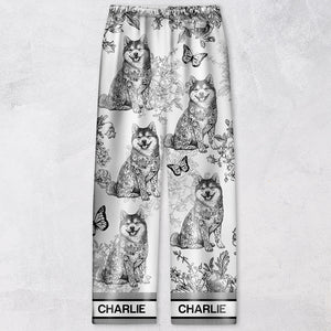 Custom Dog Breeds Chinoiserie Toile De Jouy Style Personalized Satin Pajamas TH10 894401