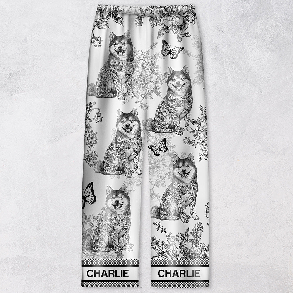 Custom Dog Breeds Chinoiserie Toile De Jouy Style Personalized Satin Pajamas TH10 894401