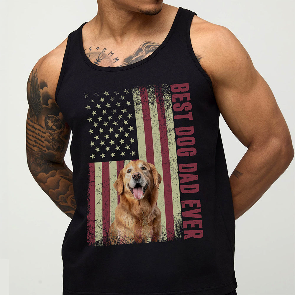 Best Dog Dad Ever Upload Photo Dog US Flag Tanktop HA75 921574