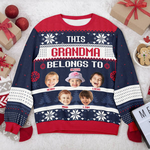 Custom Photo This Grandma Belongs To Christmas Ugly Sweater HO82 900036