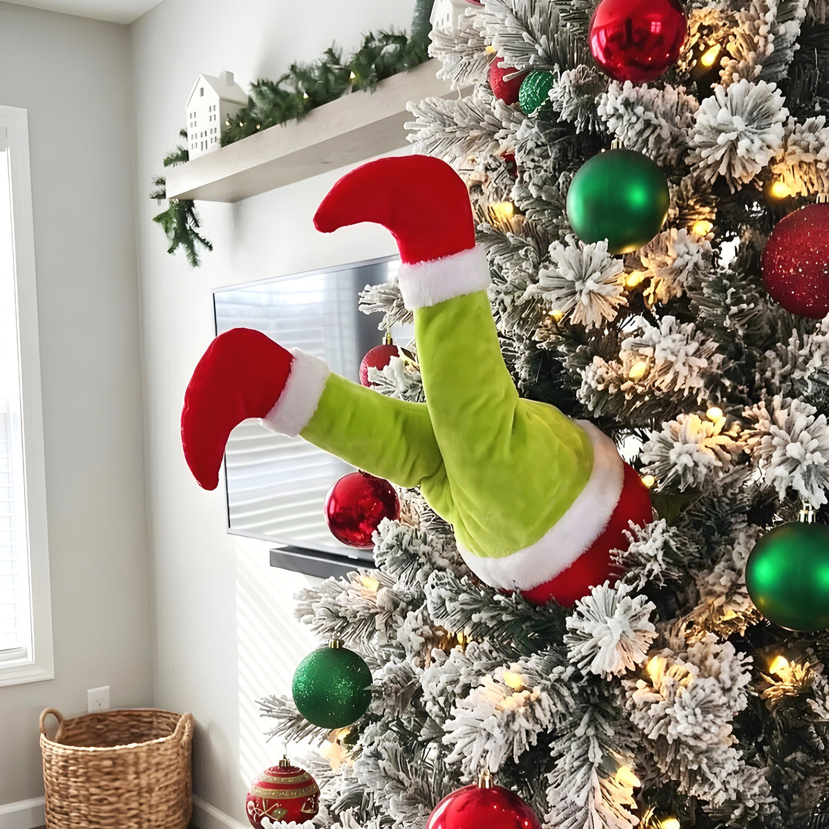 Animated Christmas Legs Tree Decoration, Funny Kicking Holiday Decor LM32 670001