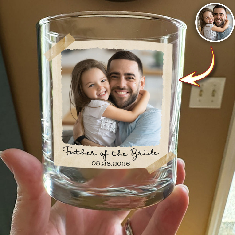 Custom Photo Father Of the Bride Or Groom Vintage Whiskey Glass - Gift for Father’s Day HO82 902318