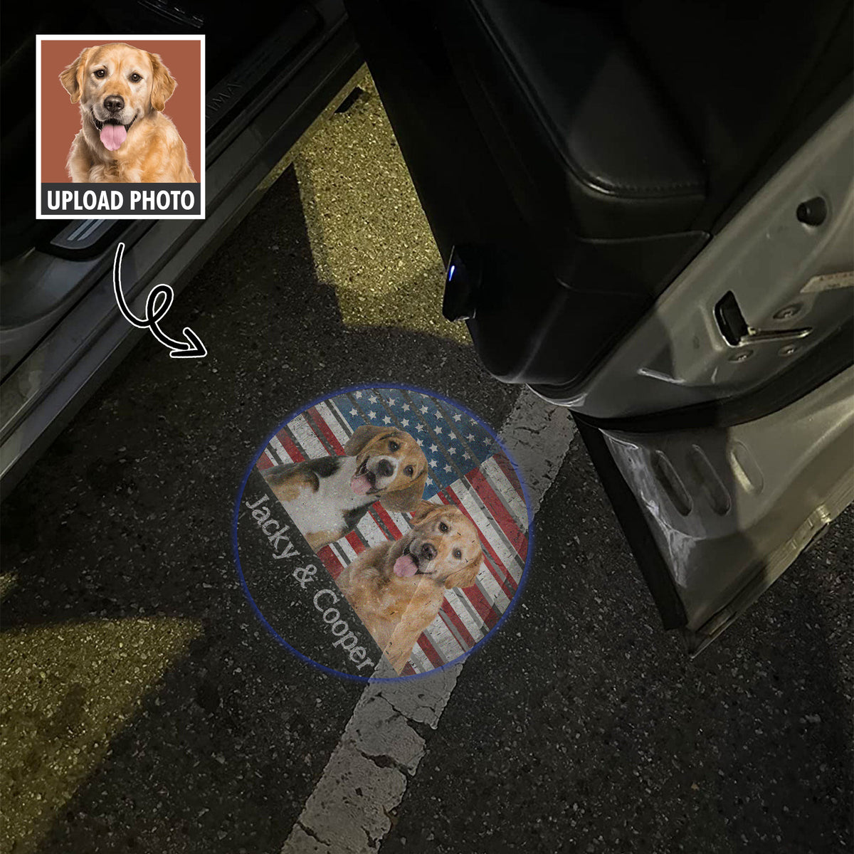 Custom Dog Photo With Vintage Retro Style Car Door Projector Light HO82 894360