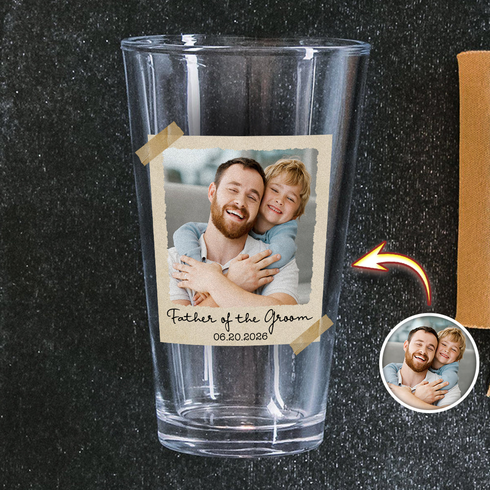 Custom Photo Father Of the Bride Or Groom Vintage Beer Glass - Gift For Dad, Father's Day HO82 902316