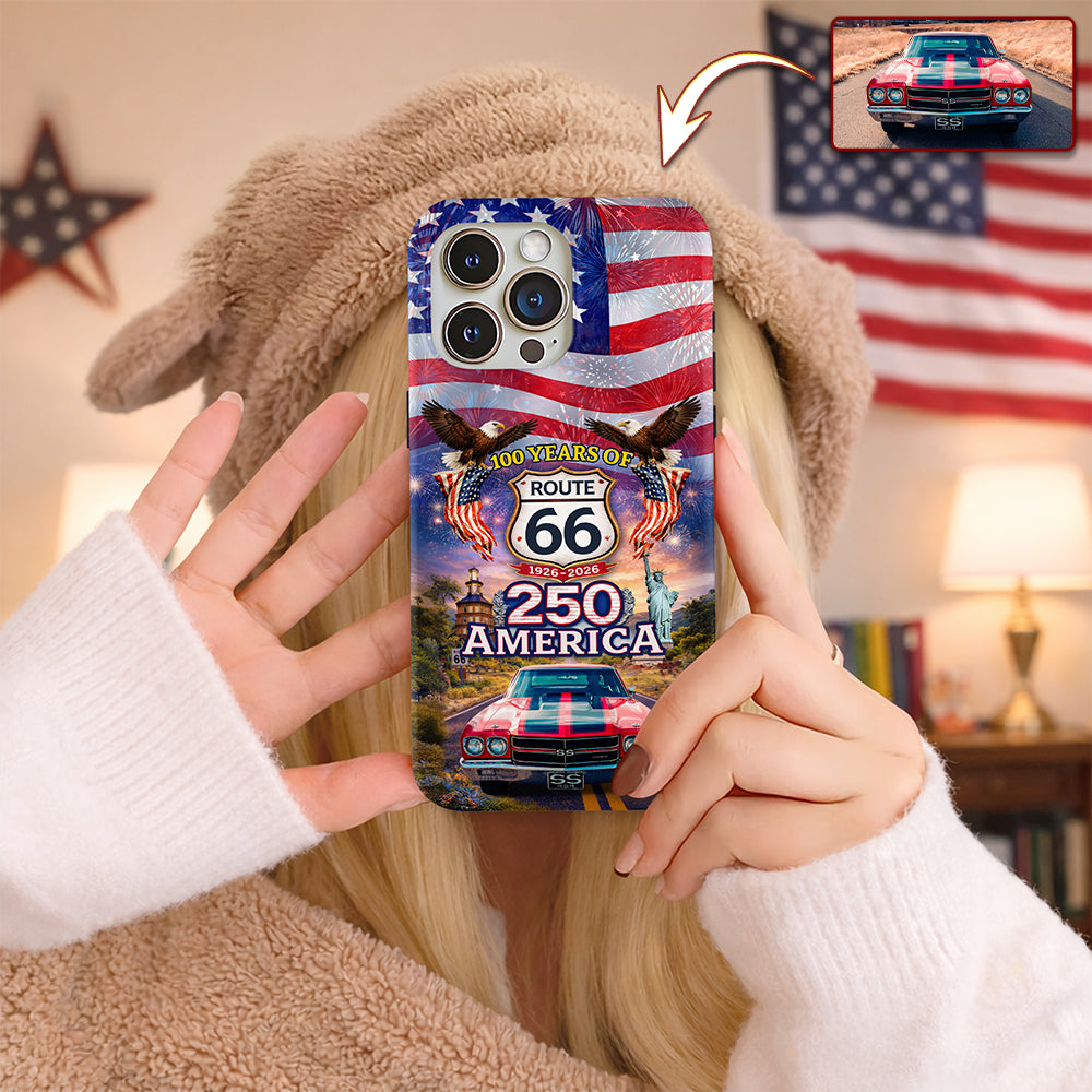 Celebrate 100 Years of Road Route 66 and America 250th Anniversary Custom Car Photo Phone Case HA75 920310