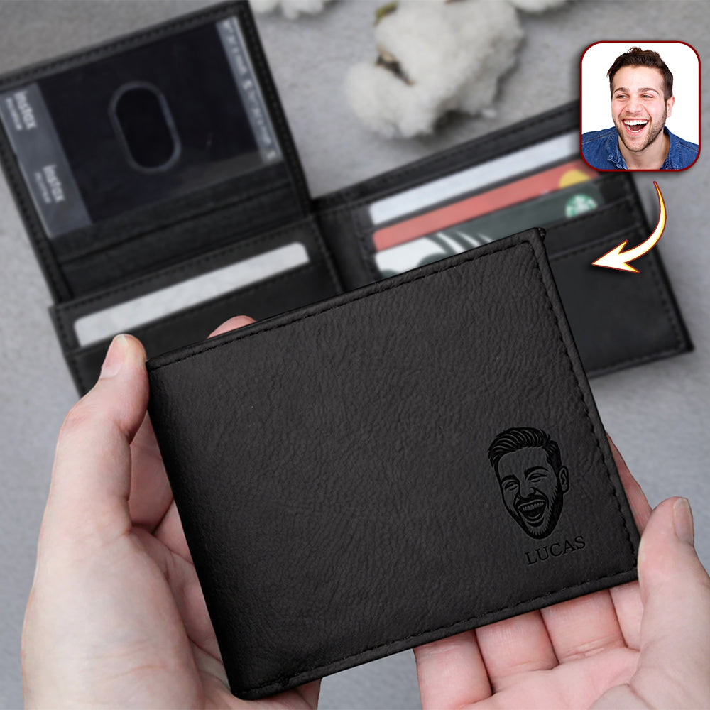 Custom Portrait With Name Engraved Leather Wallet Gift For Husband, Boyfriend CH07 910296