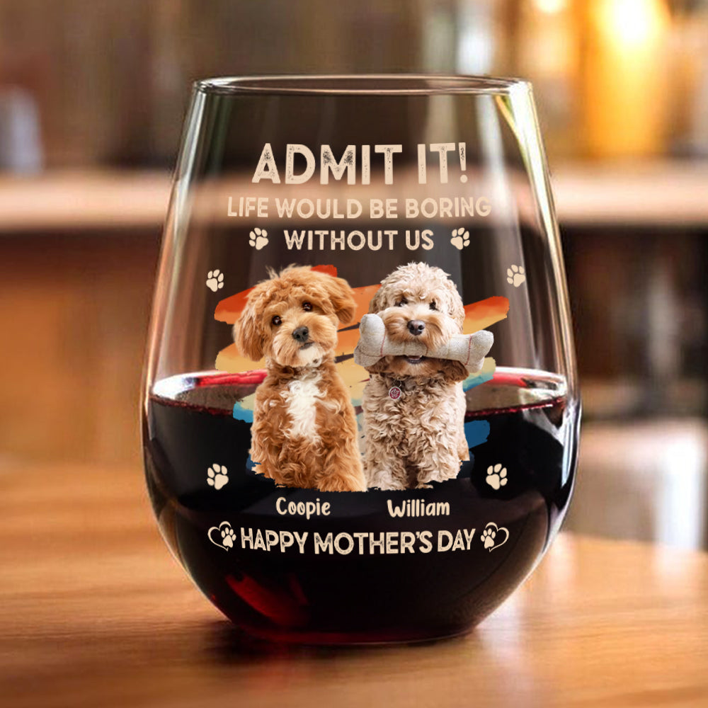 Custom Photo Admit It Life Would Be Boring Without Us Wine Glass HA75 892124