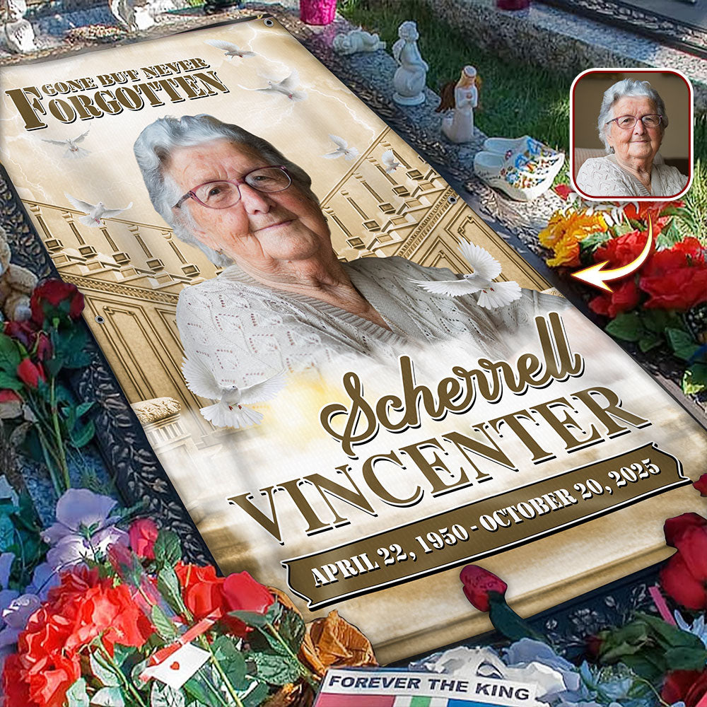 Custom Photo Forever In Our Hearts Memorial Grave Blanket LM32 897517