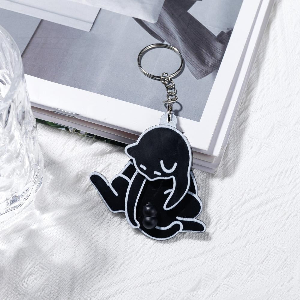 Mischief Cat Interactive Keychain Funny Wiggling Keychain with Rotating Cats Eggs Hilarious Gift for Cat Lovers HA75 922138