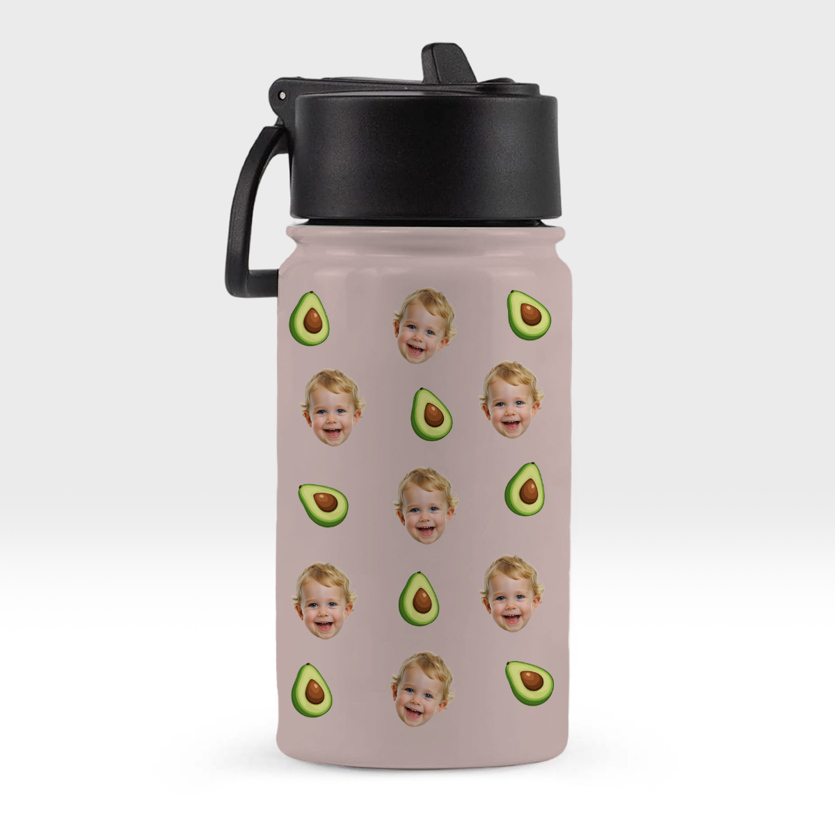 Custom Face Photo With Icon Back To School Water Bottle For Kid TH10 894245