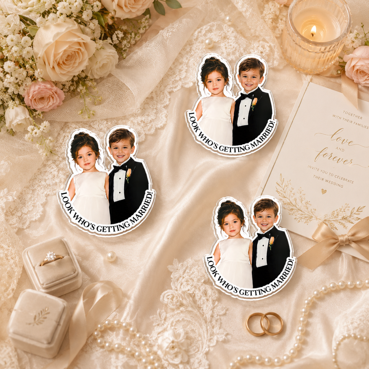 Custom Photo Look Who's Getting Married Acrylic Pin TH10 170573