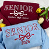 Custom Senior With Coquette Bow Sleeve Embroidered Sweatshirt LM32 893099