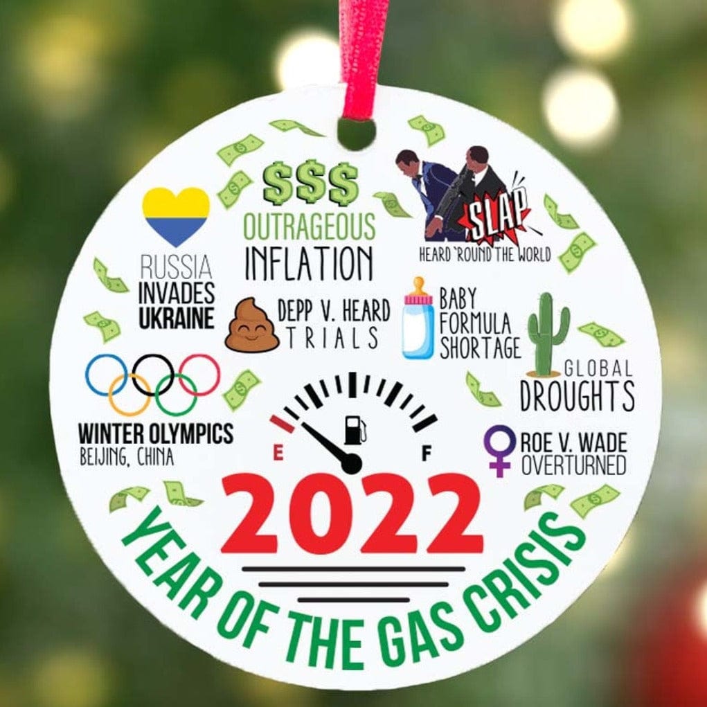 GeckoCustom 2022 Funny Gas Stranger Year Review  Christmas Ornament White / One Size