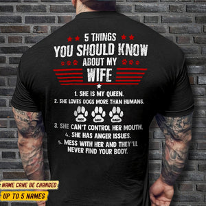 GeckoCustom 5 Things You Should Know About My Wife Dog Shirt K228 HN590