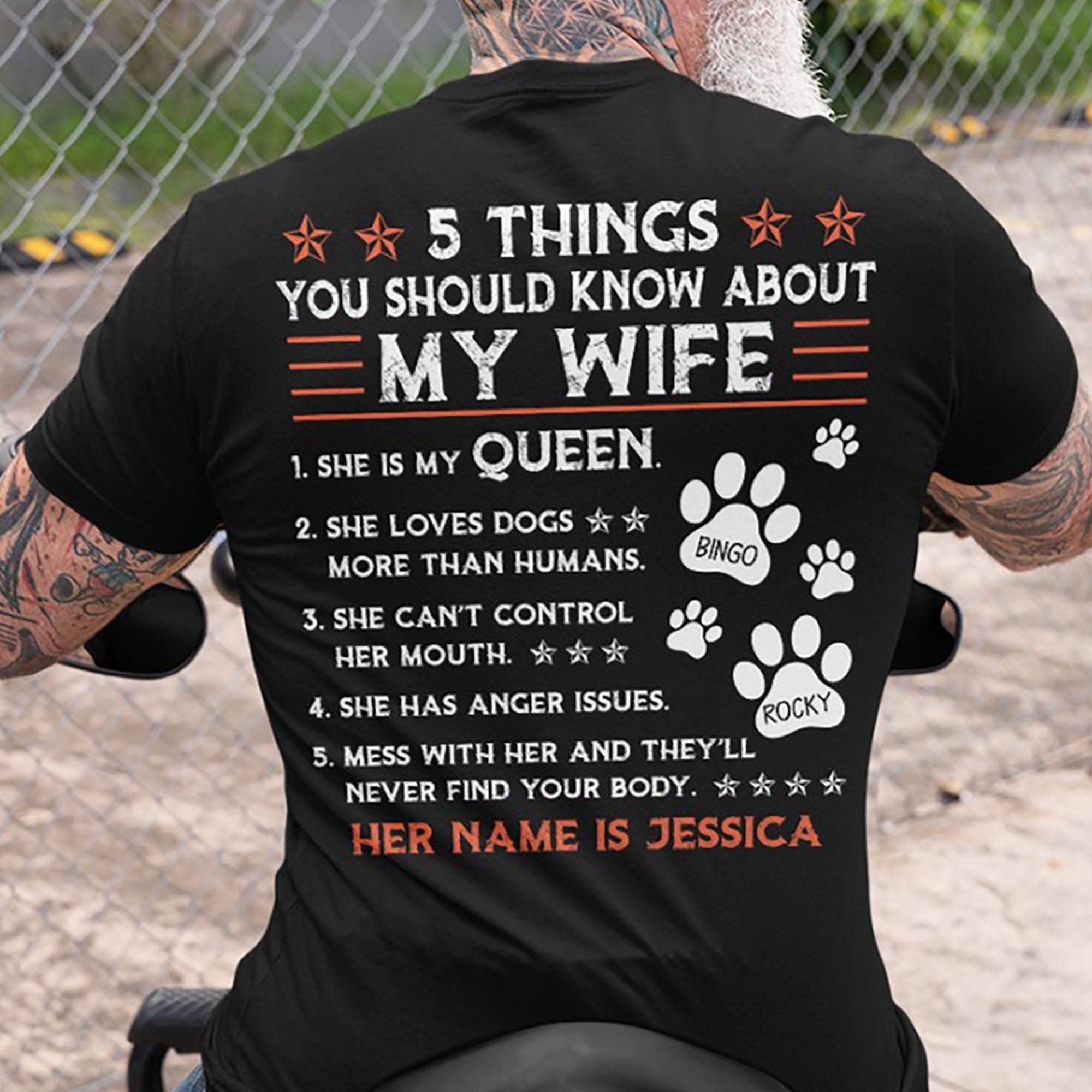 GeckoCustom 5 Things You Should Know About My Wife Personalized Custom Dog Backside Shirt C446 Premium Tee (Favorite) / P Black / S