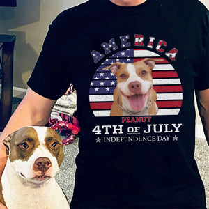 GeckoCustom America 4th Of July Personalized Custom Photo Dog Cat Pet Shirt C400