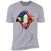 GeckoCustom American Irish Flag St Patrick Shirt Premium Tee / Heather Grey / X-Small