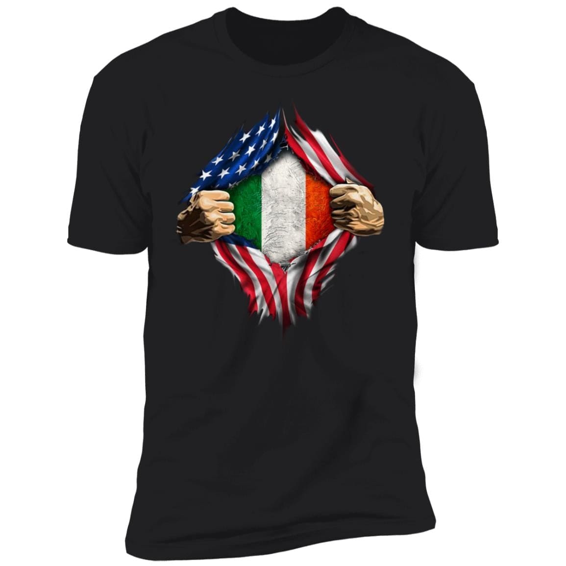 GeckoCustom American Irish Flag St Patrick Shirt Premium Tee / Black / X-Small