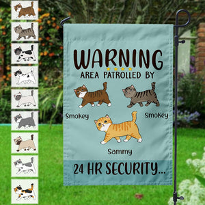 GeckoCustom Area Patrolled 24Hr By Security Cat Garden Flag HN590