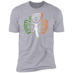 GeckoCustom Baseball Softball Shamrock St Patrick Shirt Premium Tee / Heather Grey / X-Small