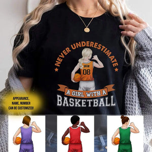 GeckoCustom Basketball Shirt, Never Underestimate A Girl With Basketball, Basketball Girl Shirt