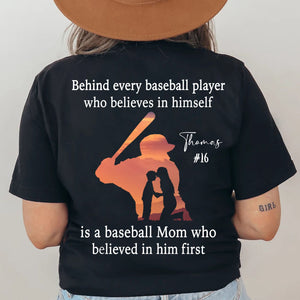 GeckoCustom Behind Every Baseball Player Is A Mom/Dad That Believes Personalized Custom Baseball Shirts Backside C500 Basic Tee / Black / S