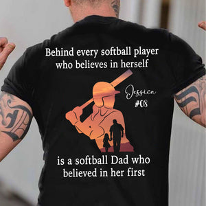 GeckoCustom Behind Every Softball Player Is A Mom/Dad That Believes Personalized Custom Softball Shirts Backside C500 Premium Tee (Favorite) / P Black / S