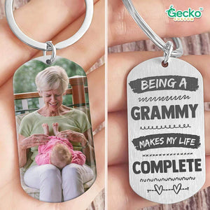 GeckoCustom Being A Grammy Makes My Life Complete Family Metal Keychain HN590 No Gift box