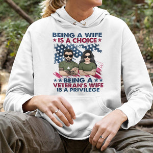 GeckoCustom Being A Veteran’s Wife Is A Privilege Shirt, Veteran's Wife Gift Tshirt HN590 Pullover Hoodie / Sport Grey Color / S