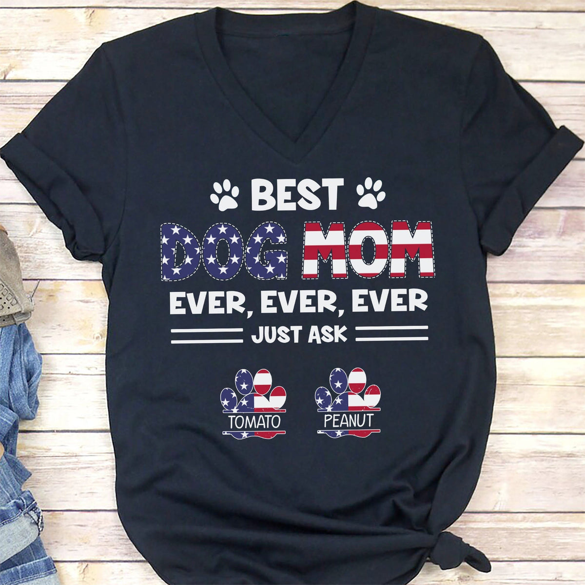 GeckoCustom Best American Dog Dad Ever Personalized Custom Dog Shirt C384