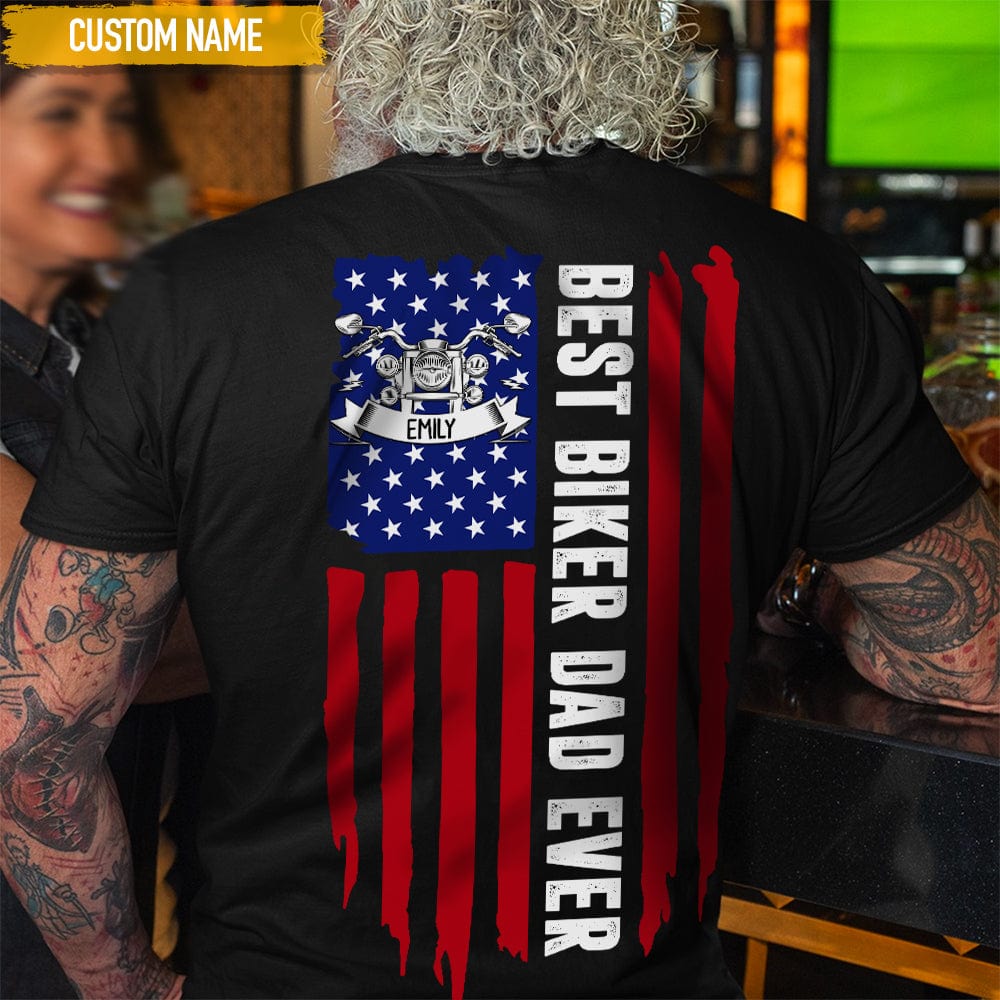 GeckoCustom Best Biker Dad Ever Flag Biker Shirt, HN590