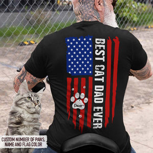 GeckoCustom Best Cat Dad Ever Flag Back Cat Shirt, HN590