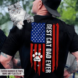 GeckoCustom Best Cat Dad Ever Flag Back Cat Shirt, HN590