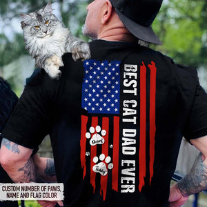 GeckoCustom Best Cat Dad Ever Flag Back Cat Shirt, HN590