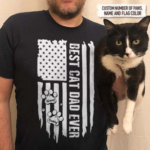 GeckoCustom Best Cat Dad Ever Flag Back Cat Shirt, HN590 (front)