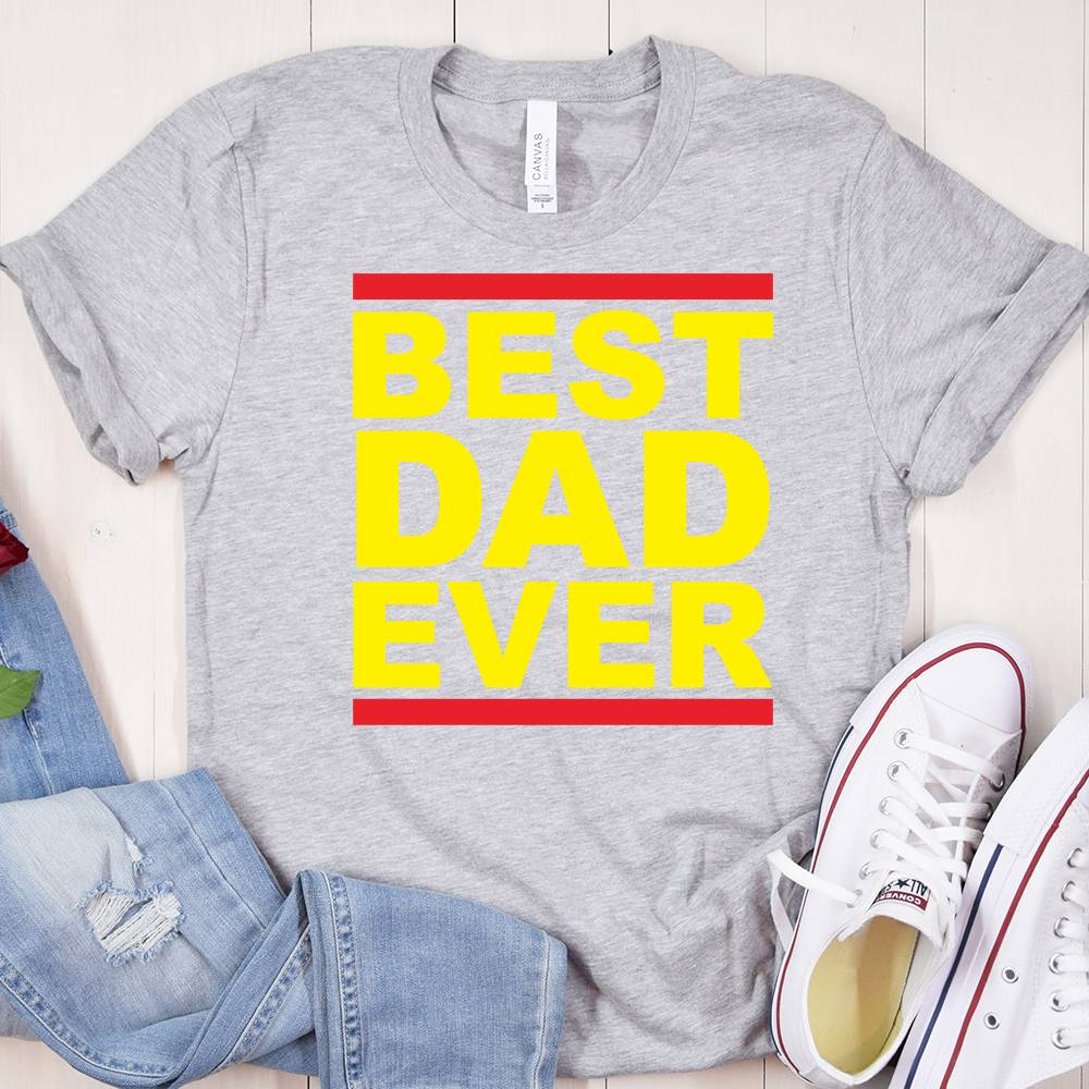 GeckoCustom Best Dad Ever Family T-shirt, HN590 Basic Tee / White / S