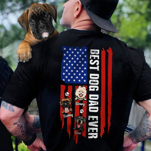 GeckoCustom Best Dog Dad Ever Flag Back Custom Dog Shirt K228 HN590 Basic Tee / Black / S