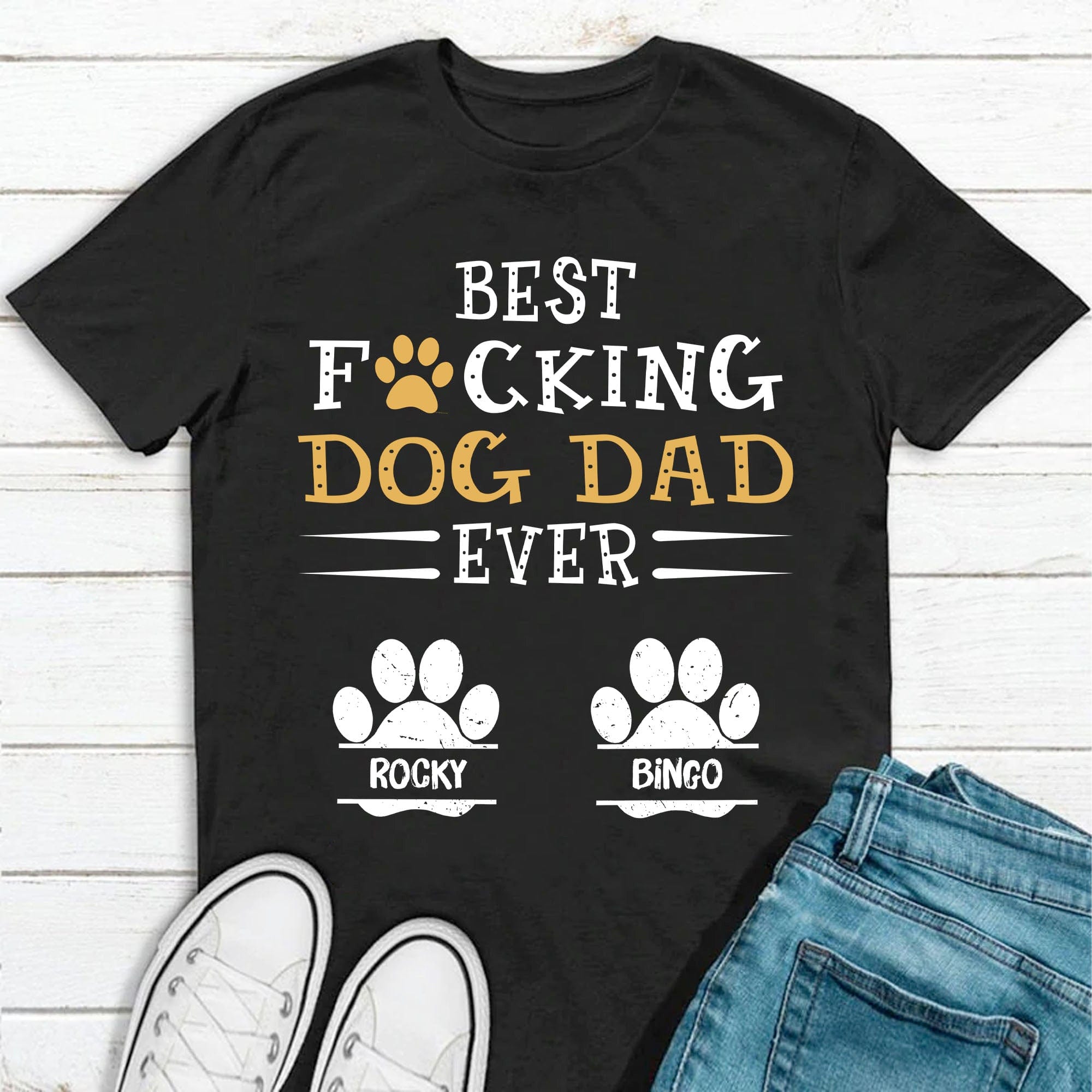 GeckoCustom Best Dog Dad/Mom Ever Personalized Custom Dog Shirt C278 Basic Tee / Black / S