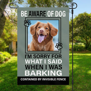 GeckoCustom Beware Of Dog Photo Garden Flag C179 12"x18"