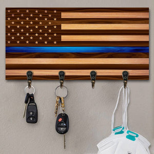 GeckoCustom Blue Line Wood America Key Holder, HN590