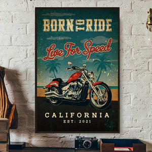 GeckoCustom Born To Ride, Live For Speed, Bikers Gift, Motorcycle Poster, HN590