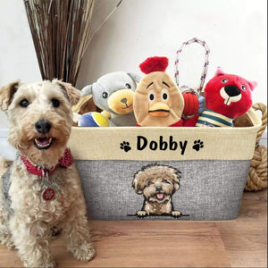 GeckoCustom Cartoon Dog Toys Bin Storage, Dog Lovers Gift, Custom Dog Name HN590