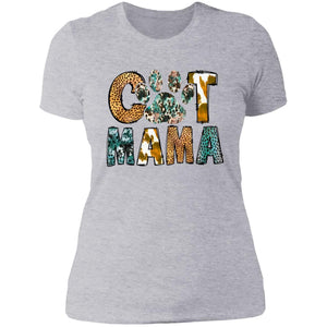 GeckoCustom Cat Mama Leopard Shirt Women Tee / Heather Grey / X-Small