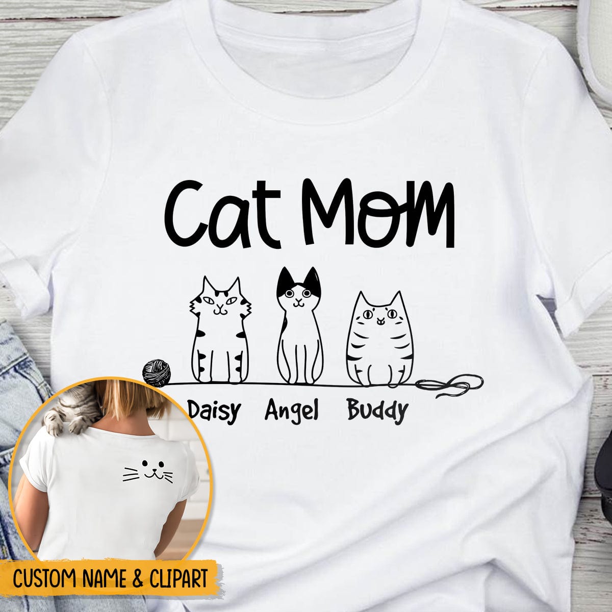 GeckoCustom Cat Mom Clipart Cat Shirt, N304 HN590