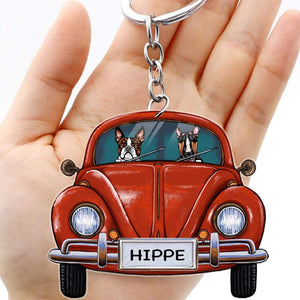 GeckoCustom Classic Colorful Car Dog Keychain, Acrylic Keychain HN590