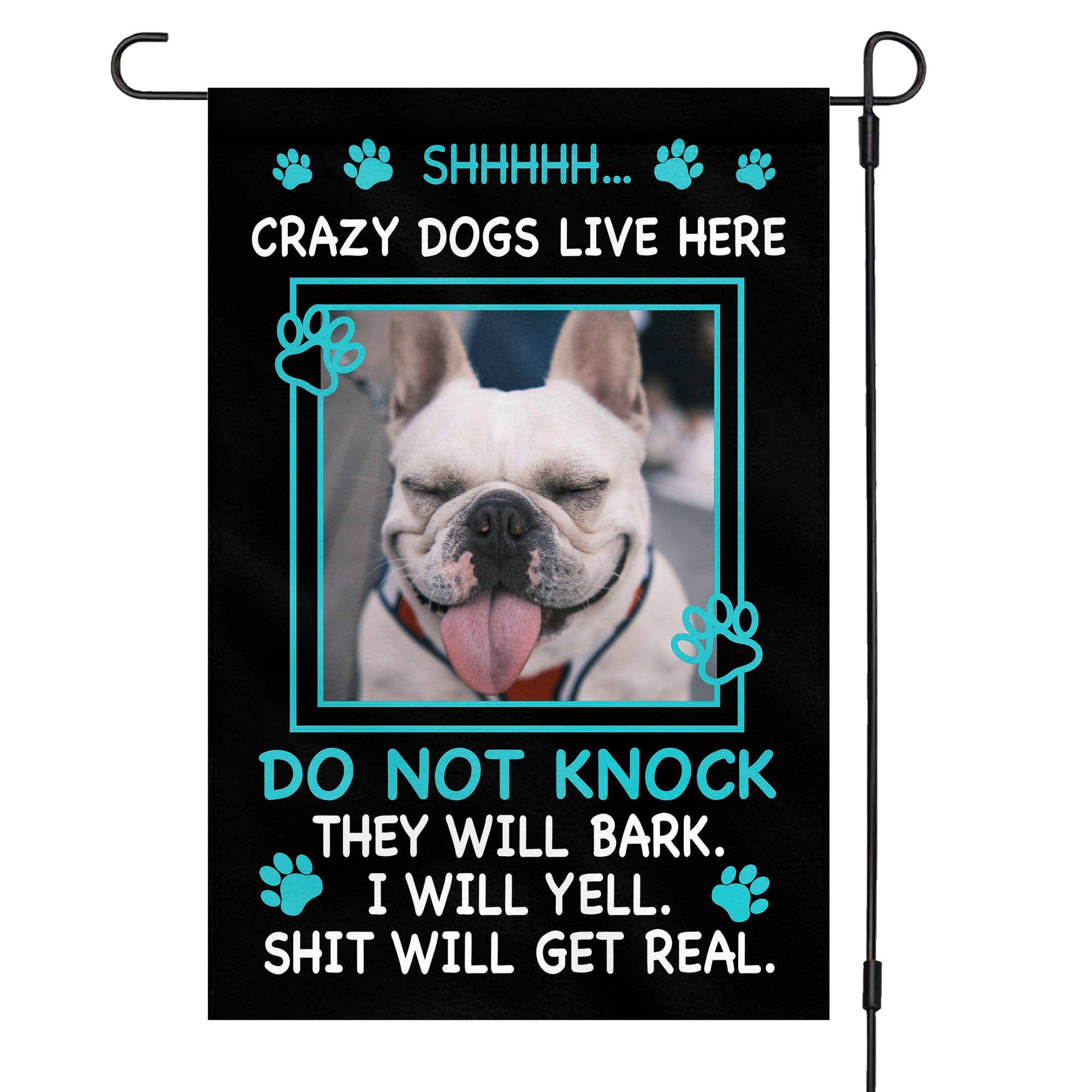 GeckoCustom Crazy Dogs Live Here Photo Garden Flag C180 12"x18"