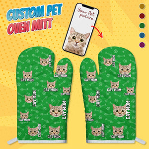 GeckoCustom Custom Cat Photo With Accessory Pattern Oven Mitt K228 889010 2 Oven Mitts